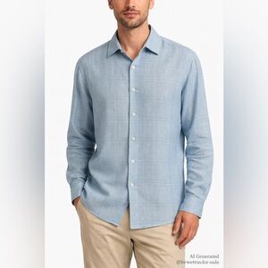 Tommy Bahama Linen Button-Up Shirt Men’s M Blue Casual Resort